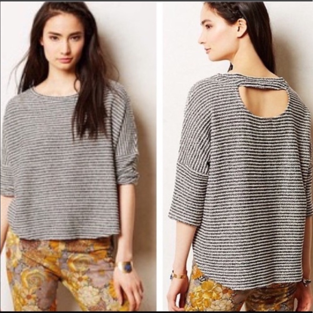 Anthropologie Deletta Blk Motif Open Back Top NWT